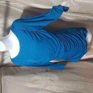 Ann Taylor. Dark Teal Top; Flattering Ruching; 3/4 Sleeves. Size M. EUC
